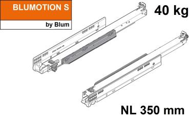 MOVENTO mit BLUMOTION S, Vollauszug für Holzschubkasten, 40 kg, NL=350mm, ohne Kupplungen, für TIP-ON-Blumotion, 760H3500S